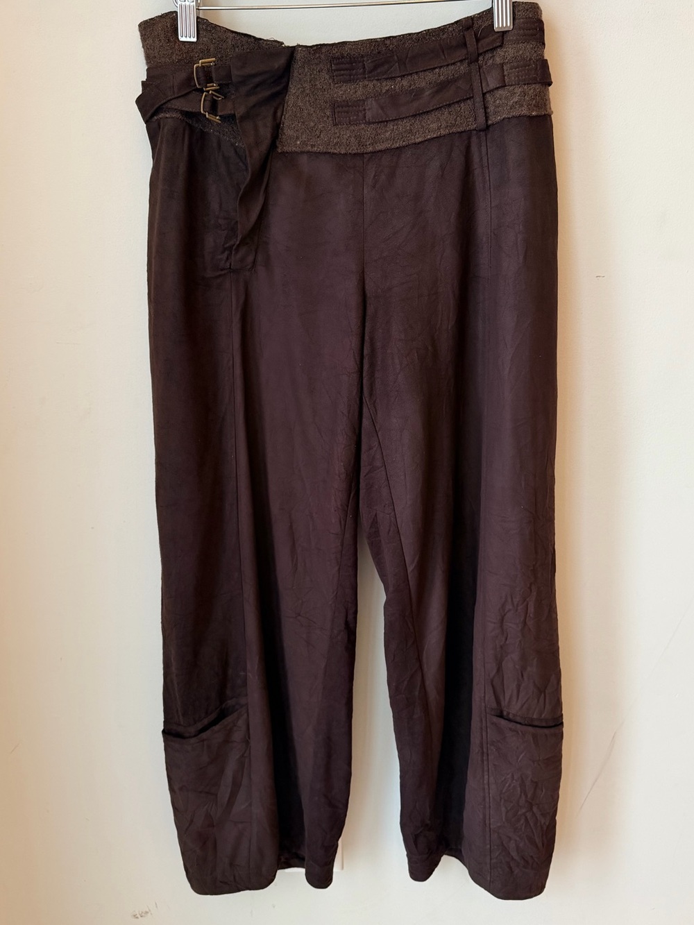 Animale Brown Wide Leg Utility Pants Avant Garde Steampunk Lagenlook EU 42